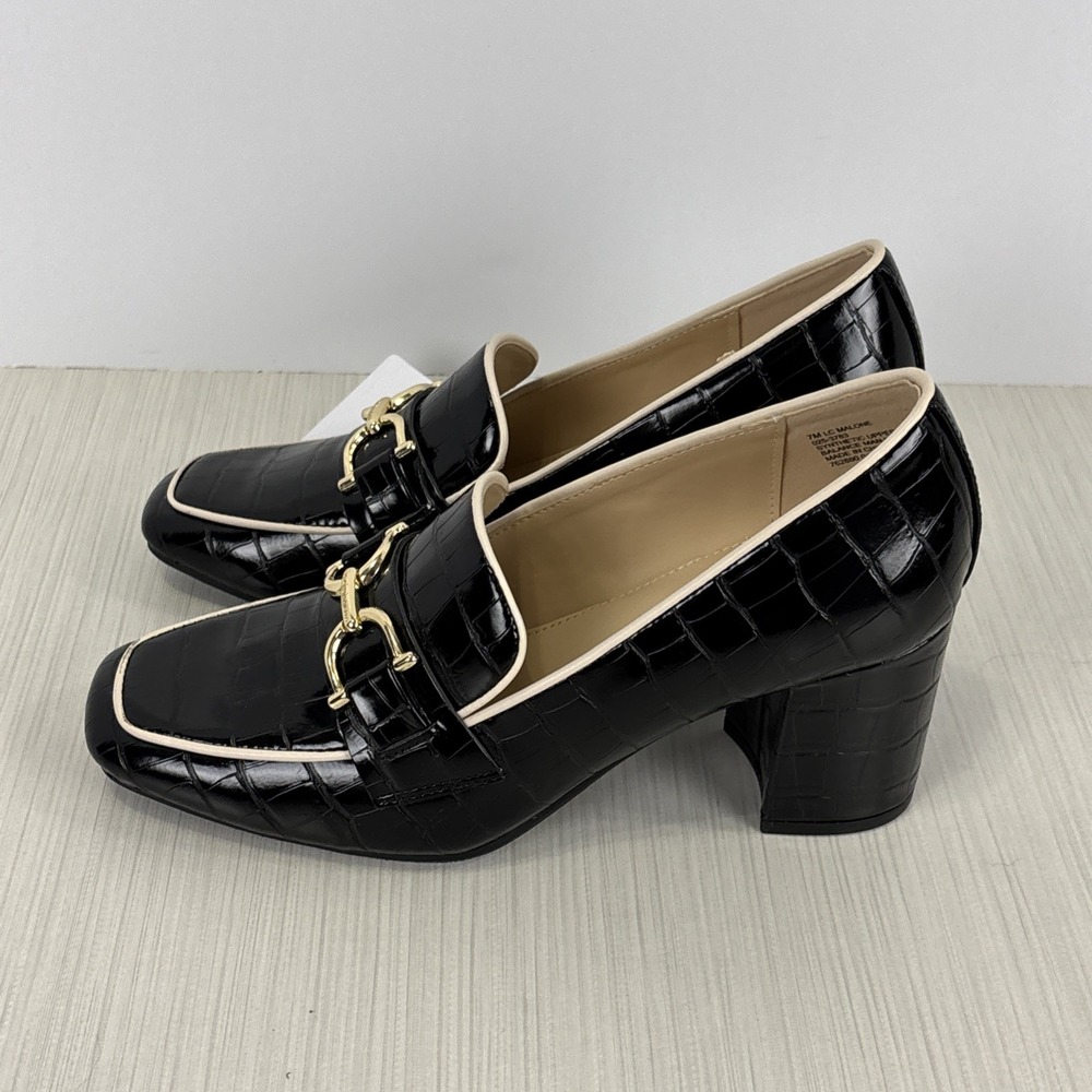 Liz Claiborne Womens Faux Leather Croc Malone Chunky Heel Loafer Sz 7 M NEW - Picture 4 of 8